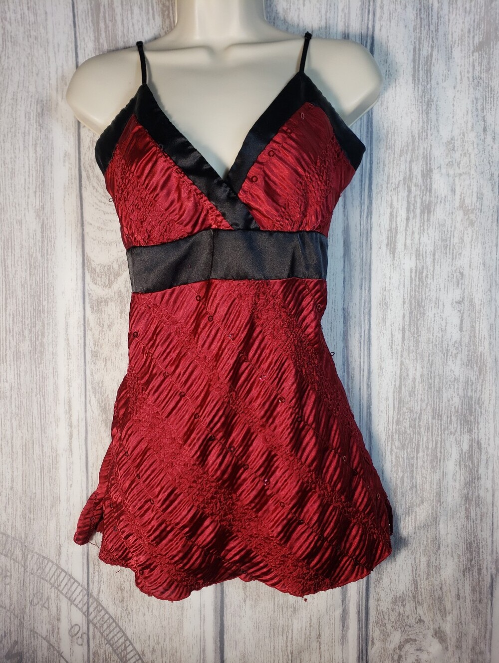 Vanity Vtg Halter Top M Satin Babydoll Y2K Coquette Fairy Mall Goth Clubwear